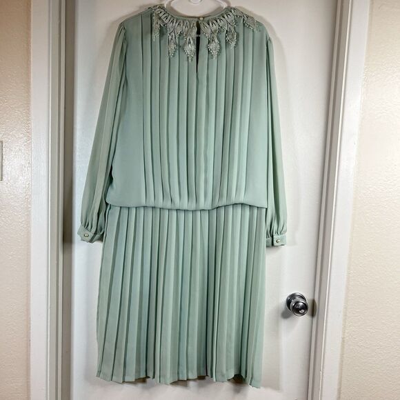 Vintage 80's-90's IN THE MOOD Blue Lace Collared Dress WESTERN SZ 12 - Picture 2 of 9